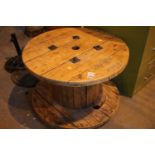 Medium sized waxed pine cable reel, D: 75 cm, H: 52 cm. Not available for in-house P&P, contact Paul
