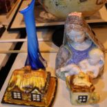 Mixed ceramics and glass including Madonna and child. Not available for in-house P&P, contact Paul