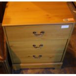Pine effect three drawer bedside cabinet. Not available for in-house P&P, contact Paul O'Hea at