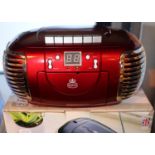 Red GPO PCD299 3-in-1 FM/AM Radio, CD and Cassette player; working at time of lotting. P&P Group