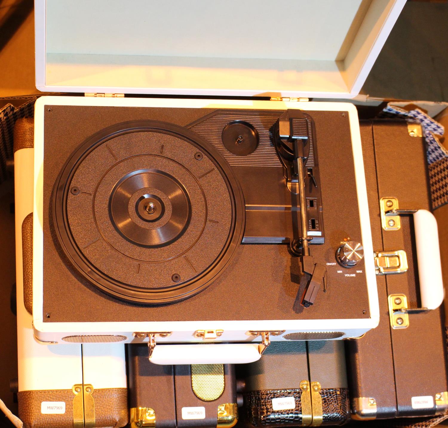 5 x GPO briefcase record players for spares & repairs, 2 x Soho, 2 x Ambassador and I Attache. Not