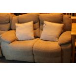 Oak Furniture Land double electric reclining upholstered settee. Not available for in-house P&P,