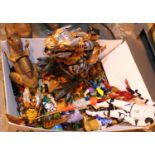 Box of mixed action figurines including Star Wars and Transformers. Not available for in-house P&