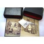 Antique photograph holder with some cabinet photos. P&P Group 2 (£18+VAT for the first lot and £3+