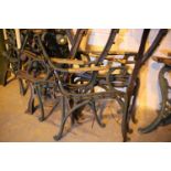 Pair of green cast iron garden bench ends. Not available for in-house P&P, contact Paul O'Hea at