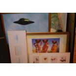 Quantity of framed and glazed prints including female water carriers. Not available for in-house P&