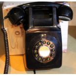 Wall mounted, Black GPO746 Retro push button telephone replica of the 1970s GPO746 classic,