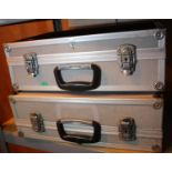 Pair of aluminium photographic/tool storage boxes. Not available for in-house P&P, contact Paul O'