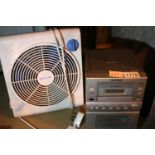 Electrical Magicool fan and a Sharp micro cassette player, no speakers or leads. Not available for