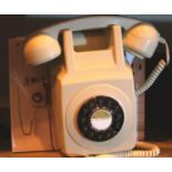 Wall mounted, Ivory GPO746 Retro push button telephone replica of the 1970s GPO746 classic,