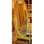 Large oval pine freestanding cheval mirror. Not available for in-house P&P, contact Paul O'Hea at