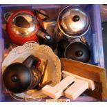 Box of mixed cafetieres, a kettle and a knife sharpener. Not available for in-house P&P, contact