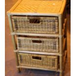 Three drawer wicker chest of drawers. Not available for in-house P&P, contact Paul O'Hea at