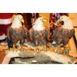 Juliana Collection three cast resin eagles on a branch, L: 30 cm. Not available for in-house P&P,