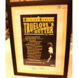 Framed and glazed venue poster for the artist Richard Hawley promoting his True Loves Gutter tour,