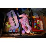 Two boxes of mixed children's toys. Not available for in-house P&P, contact Paul O'Hea at