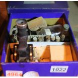 Vintage boxed microscope with slides. Not available for in-house P&P, contact Paul O'Hea at