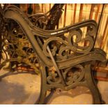 Pair of green cast iron garden bench ends. Not available for in-house P&P, contact Paul O'Hea at