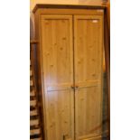 Modern pine two door wardrobe. Not available for in-house P&P, contact Paul O'Hea at Mailboxes