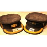 Two mid 1980s British Rail staff uniform hats. P&P Group 2 (£18+VAT for the first lot and £3+VAT for