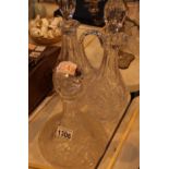 Three glass whisky decanters. Not available for in-house P&P, contact Paul O'Hea at Mailboxes on
