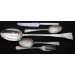 Knife, fork and spoons, military stamped 1937, 1939, 1940. P&P Group 1 (£14+VAT for the first lot