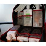 Autoglym car cleaning protection kit (some of the contents have been used) and hazard triangle. P&