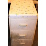 Three drawer metal filing cabinet, 80 x 40 x 55 cm. Not available for in-house P&P, contact Paul O'