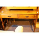 Two drawer pine desk, 105 x 50 x 75 cm. Not available for in-house P&P, contact Paul O'Hea at