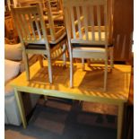 Large rectangular pine kitchen table and two pairs of similar chairs. Not available for in-house P&