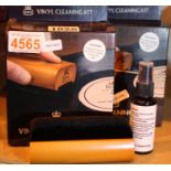 2 x GPO Vinyl Cleaning kits, 12cm soft velvet pad with wood handle and cleaning fluid to gently