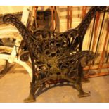 Pair of green cast iron garden bench ends. Not available for in-house P&P, contact Paul O'Hea at