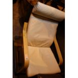 Retro cream leather bentwood lounge chair. Not available for in-house P&P, contact Paul O'Hea at