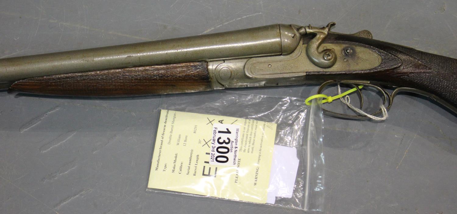 Double barrel twelve gauge shotgun by William of Birmingham, with current EC deactivation - Image 2 of 3