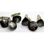 Three pairs of Siam silver cufflinks, total weight: 24g. P&P Group 1 (£14+VAT for the first lot