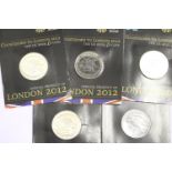 Five countdown to London 2012 cased £5 coins. P&P Group 1 (£14+VAT for the first lot and £1+VAT