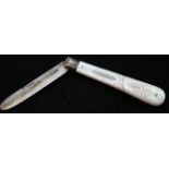 Mother of pearl handled hallmarked silver fruit knife. P&P Group 1 (£14+VAT for the first lot and £