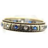 9ct gold blue and white stone set eternity ring, size M, 2.1g. P&P Group 1 (£14+VAT for the first