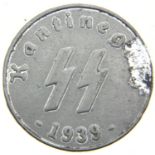 German WWII type SS marked 50 Reichspfennig coin, 1939. P&P Group 1 (£14+VAT for the first lot