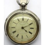 W Keeley Sons of Liverpool, hallmarked silver Centre Seconds chronograph over wound pocket watch,