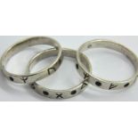 Three 925 silver matching band rings. Size Q. 5g total. P&P Group 1 (£14+VAT for the first lot