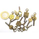 Ten mixed vintage and antique pocket watch keys. P&P Group 1 (£14+VAT for the first lot and £1+VAT