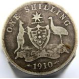 1910 - Silver Shilling of Colonial Australia - King George V. P&P Group 1 (£14+VAT for the first lot
