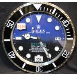 Dealers point of sale wall clock with sweeping second hand and Deepsea Sea-Dweller face. P&P Group 2