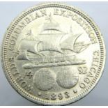1893 - USA Silver Columbian Half Dollar. P&P Group 1 (£14+VAT for the first lot and £1+VAT for