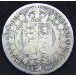 1890 - Silver Half crown of Queen Victoria. P&P Group 1 (£14+VAT for the first lot and £1+VAT for