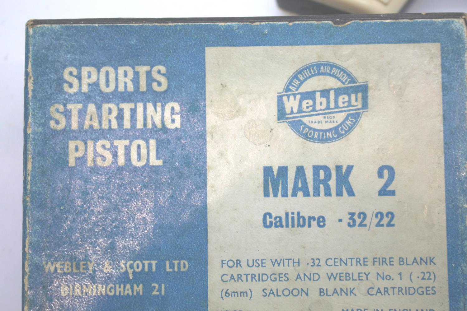 Boxed Webley Mark 2 Sports Starting Pistol with three loading blocks. P&P Group 2 (£18+VAT for the - Image 5 of 5