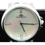 New boxed Henry Bridges mother of pearl faced ladies wristwatch, working at lotting. P&P Group 1 (£