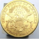 American 1880 Gold San Francisco mint 20 Dollar coin with fine definition. P&P Group 2 (£18+VAT