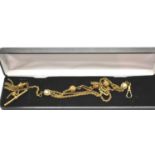Gold plated Albertina watch chain, L: 25 cm, 21.4g. P&P Group 1 (£14+VAT for the first lot and £1+